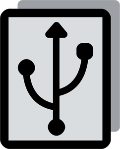 Vektorgrafikk utklipp av gråtoner USB plugg kobling etikett
