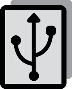 Vector clip art of grayscale USB plug connector label