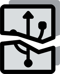 Vektor grafis dari grayscale rusak USB Pasang konektor label