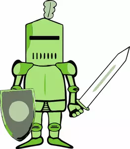 Vector graphics of ancient fighter with shield and sword