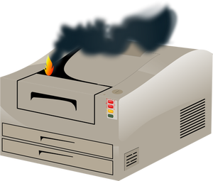 Vector image of laser printer on fire