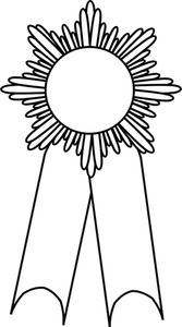 Linie de arta vector ilustrare a medalie cu o panglică albă