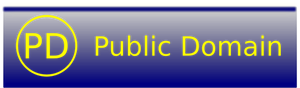Public domain modrý a žlutý odznak Vektor Klipart