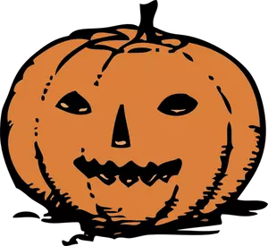 Pencil drawn Halloween pumpkin vector image