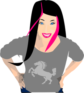Woman with black and pink hair vector graphics