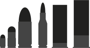 Ilustración vectorial de silueta de conjunto de balas
