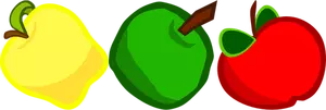 एक पीला, हरा और लाल सेब वेक्टर छवि