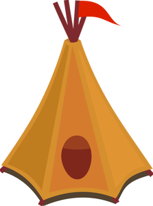 Cartoon tipi tent with red flag vector clip art