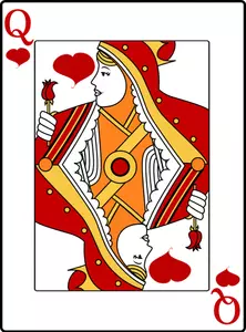 Queen of hearts playing card vector drawing