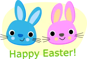 Immagine vettoriale di felice Pasqua coniglietti
