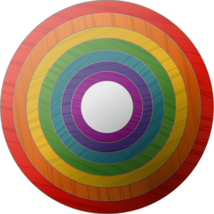 Vector illustraties van regenboog knop met houten textuur