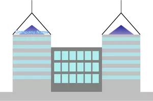 Vector clip art of two-tower office building