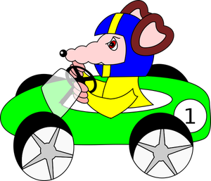 Mouse mengemudi mobil vektor ilustrasi