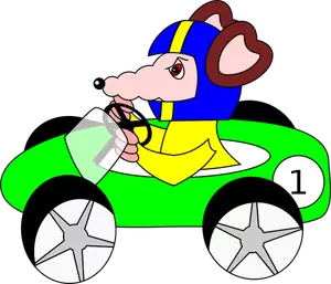 Ratón conduciendo una ilustración del vector de coche