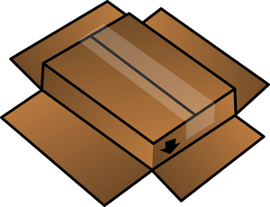 Vector clip art of cardboard box turned around