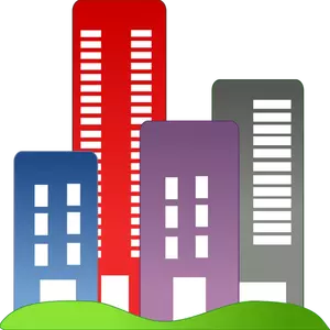 Gráficos vectoriales de edificios coloridos inmobiliaria