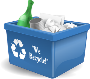 Bac de recyclage bleu complet des images de vecteur des déchets