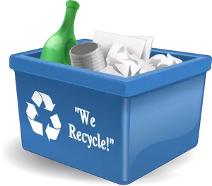 Scomparto di riciclaggio blu piena di ClipArt vettoriali dei rifiuti