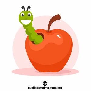 Manzana roja y un gusano