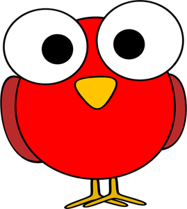 Red large eyed bird illustration
