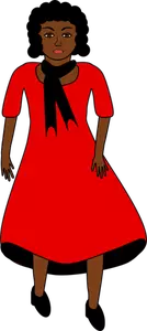 Afro-american lady in red dress