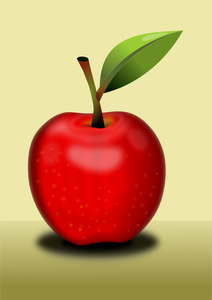 Yaprak vektör görüntü ile basit Kırmızı elma