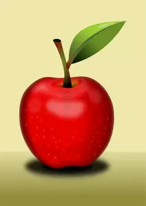 Apel merah yang sederhana dengan daun vektor gambar