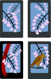 Vector illustration of spring scenery on four cards