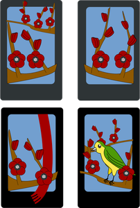 ClipArt vettoriali di idillio di primavera su quattro carte