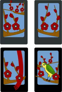 Imágenes Prediseñadas Vector del idilio de primavera en cuatro cartas