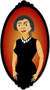 Vektor-Bild der Frau in schwarz ovale Porträt