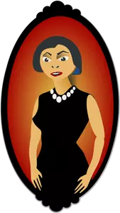 Gambar vektor wanita dalam potret oval hitam