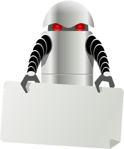 Robot carrying noticeboard vector illustration