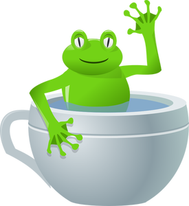 Vektortegning av frosk i et te-kopp
