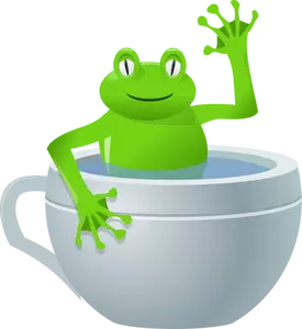 Disegno di una rana in una tazza di tè vettoriale