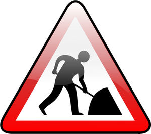 Vector clip art of shiny construction warning road sign