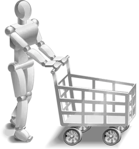 Robot cu o imagine de vector cărucior de cumpărături