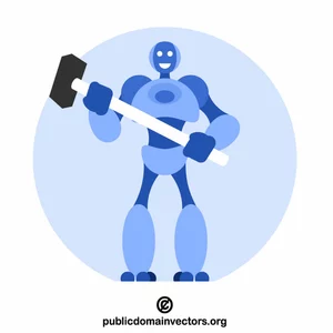 Robot holding a sledgehammer