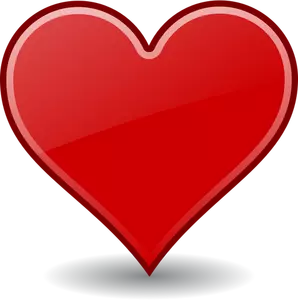 Ilustração em vetor de coração vermelho com sombra redonda