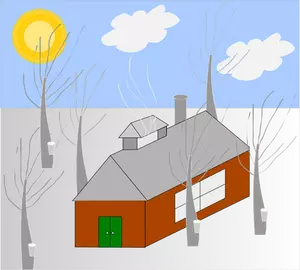 Vector image of house in the woods