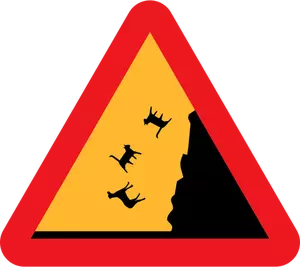 Vector drawing of raining cats and dogs warning road sign