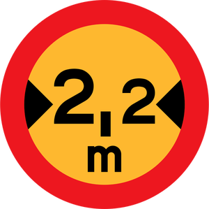 Inga fordon med bredd över 2,2 meter trafik underteckna vektor ritning