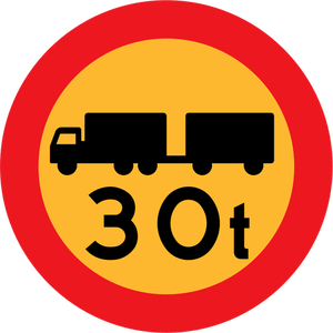 30 ton camion strada segno vettoriale ClipArt