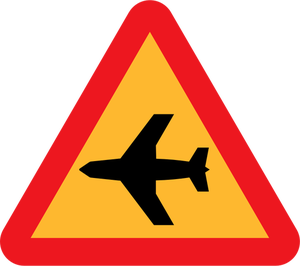 Nízko letícího letadla silnice znamení vektorové grafiky