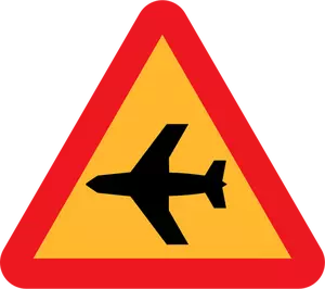 Grafika wektorowa znak drogowy nisko latające samoloty