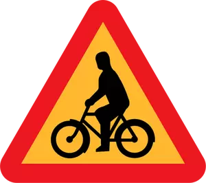 Vector illustration of bike rider roadsign warning