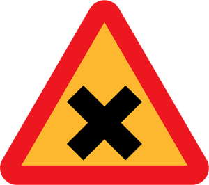 Cross road traffic vektor sign illustration