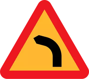 Dangerous bend to left traffic sign vector image