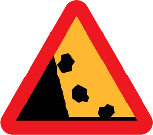 Falling rocks from the left hand side traffic sign vector drawing