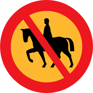 Aucune image de chevaux montés ou accompagné route signe vecteur